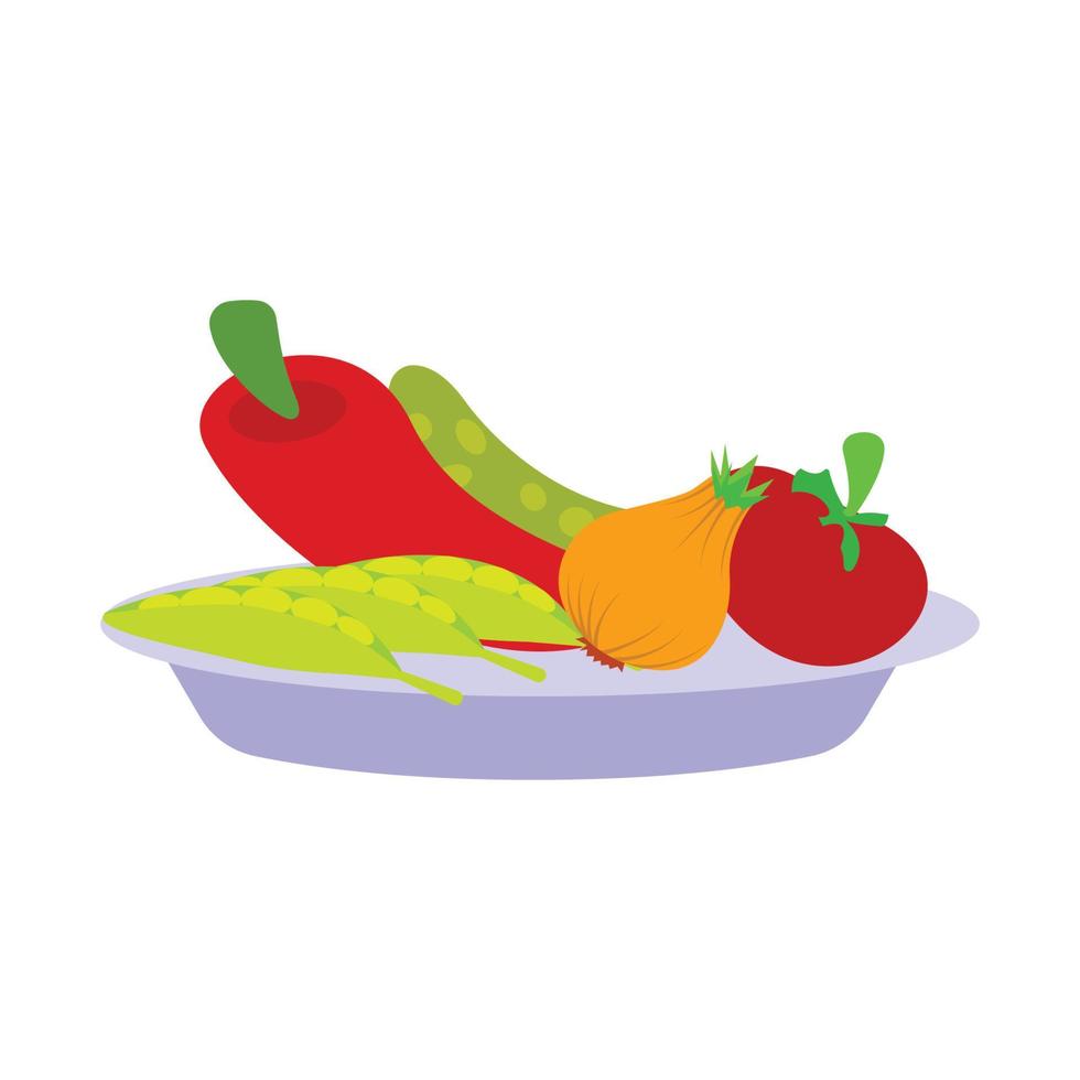 una ilustración vectorial de un plato con varias verduras y frutas vector