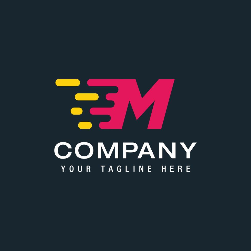 Letter M with Delivery service logo, Fast Speed, Moving and Quick, Digital and Technology for your Corporate identity vector