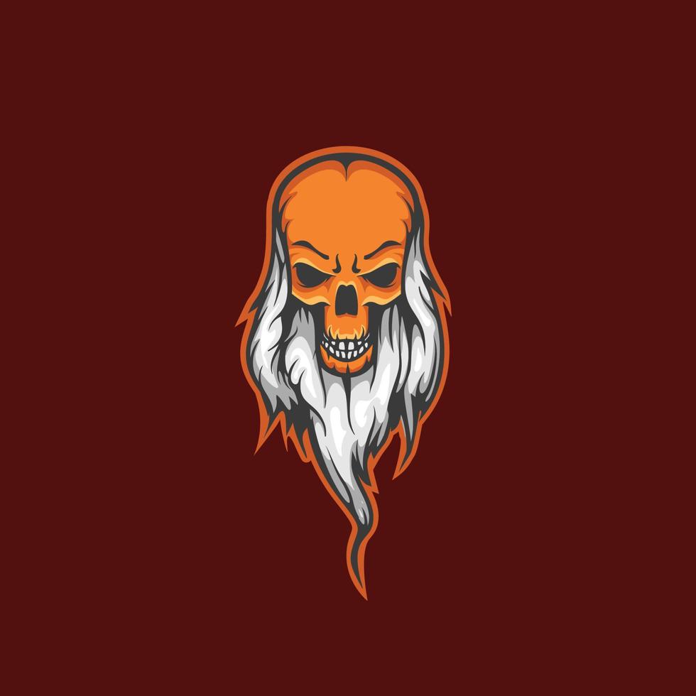 old man skull beard with vector illustration. Mascot logo design template