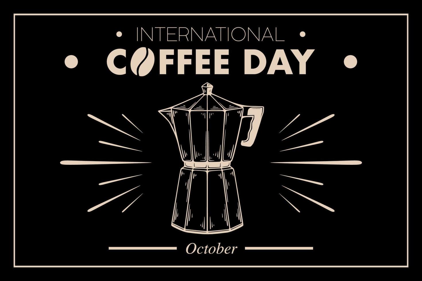 Coffee international day hand drawing style design template background vector