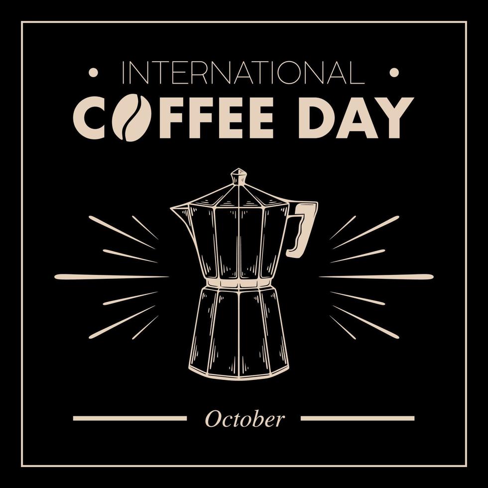 Coffee international day hand drawing style design template background vector