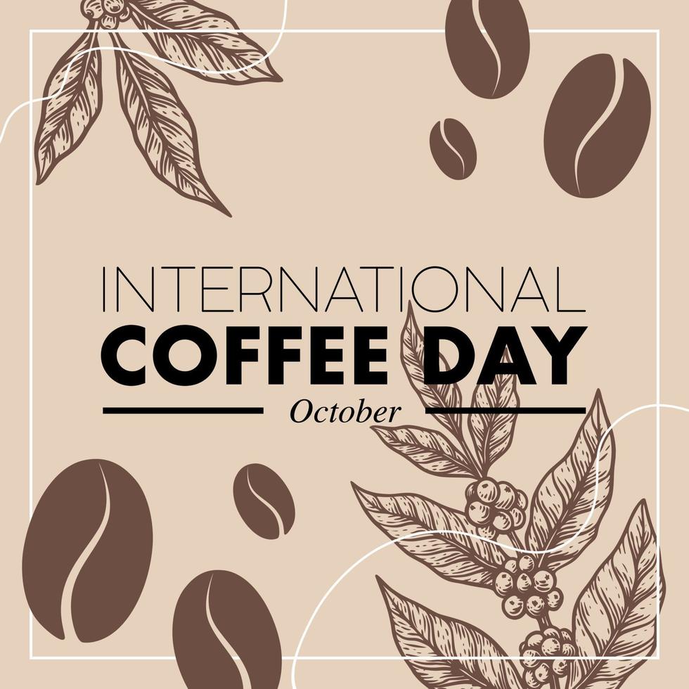 International coffee day design template with hand drawn style vector