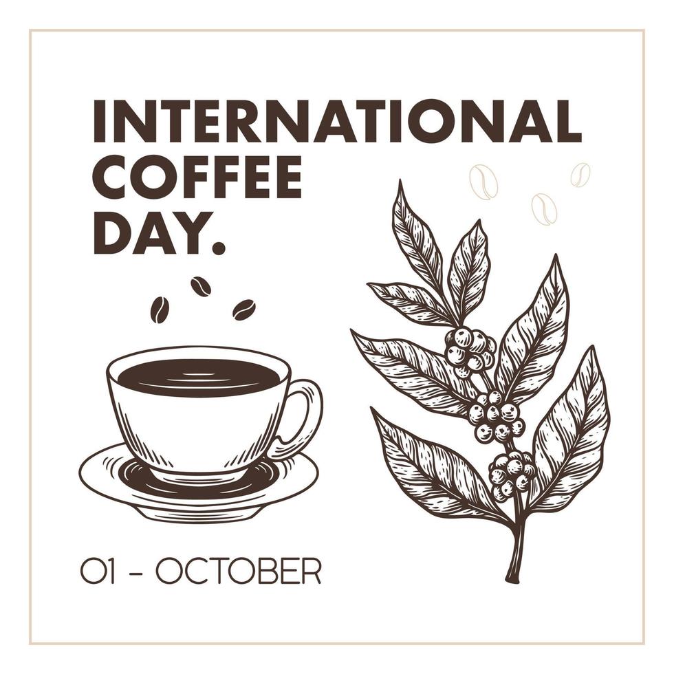 International coffee day background template design vector