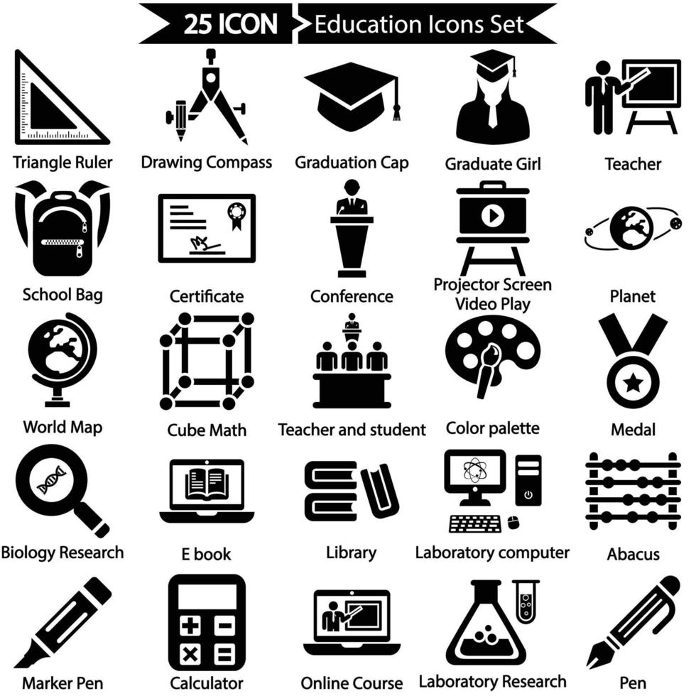 conjunto de iconos de educación vector