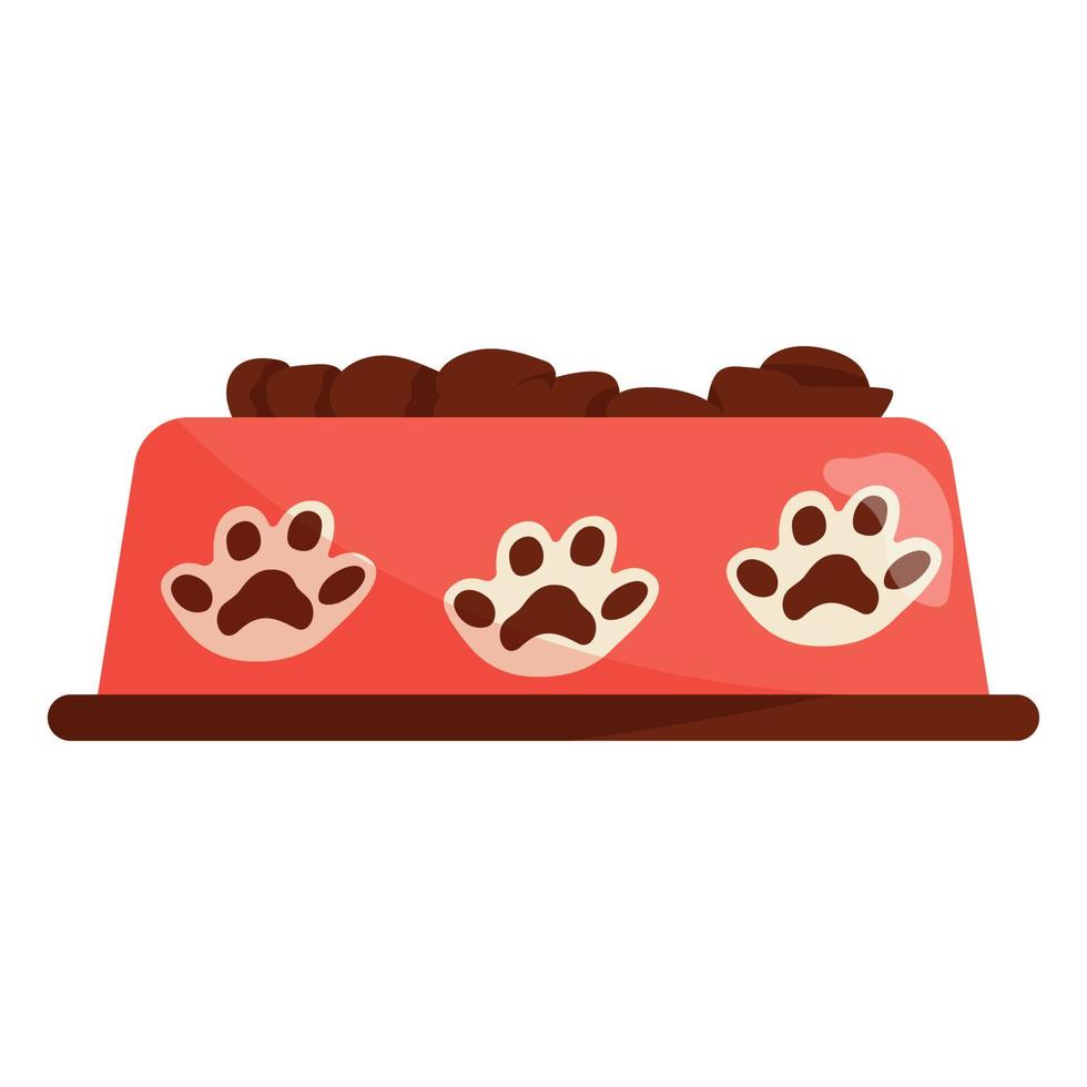 Tazón de comida seca para mascotas aislado sobre fondo blanco. Alimento seco para perros, gatos y otros animales. ilustración vectorial plana vector