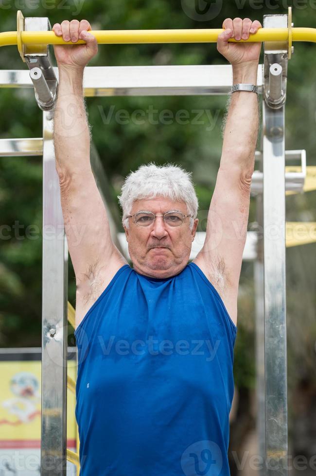 Senior runner on street photo