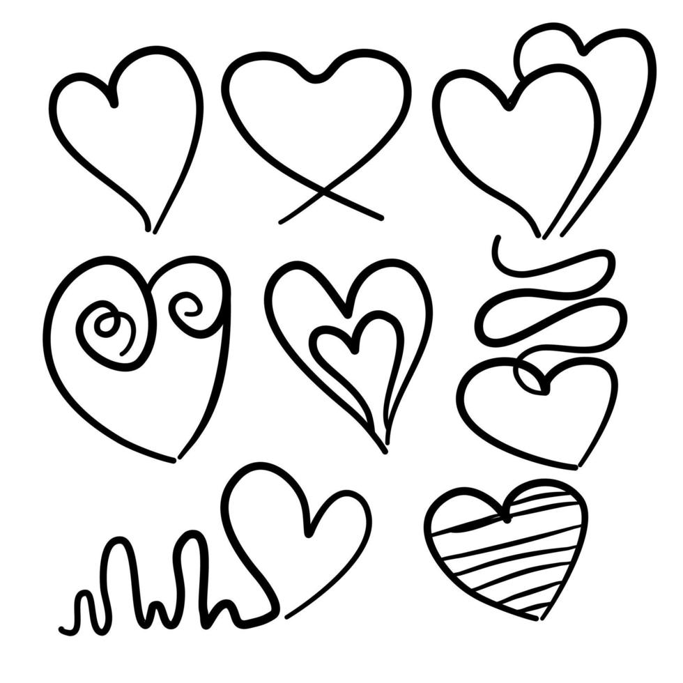 hearts hand drawn vector