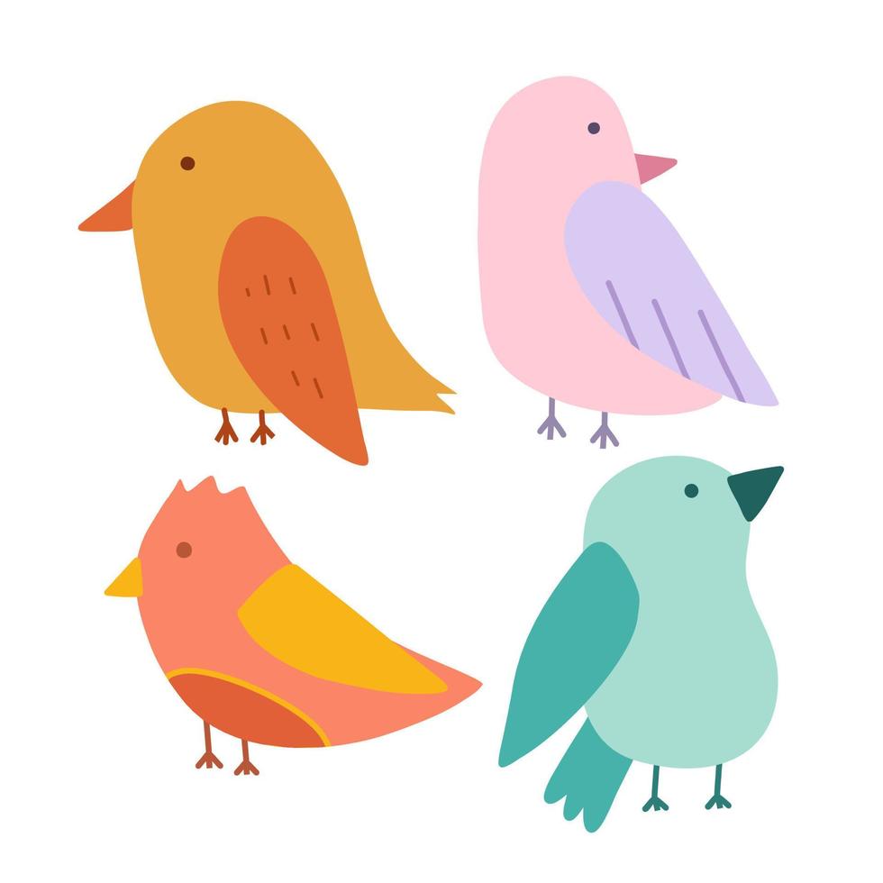 colección de dibujos animados de aves vector