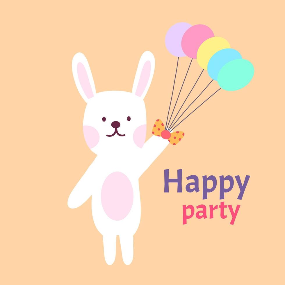 rabbit cute happy party vector