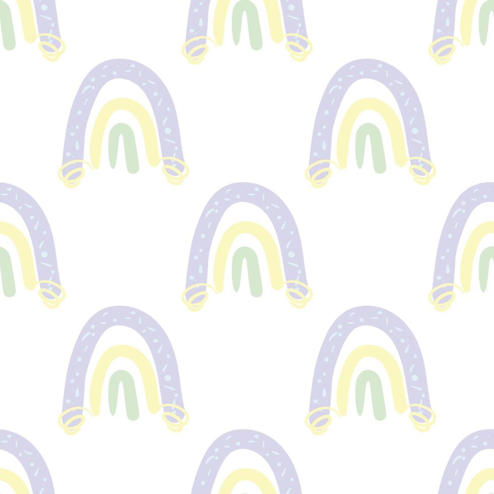 seamless pattern rainbow boho lilac and yellow colors, prints design elements for kids, on white background vector