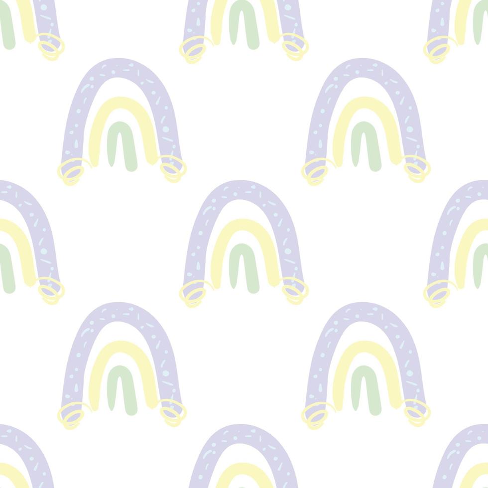 seamless pattern rainbow boho lilac and yellow colors, prints design elements for kids, on white background vector