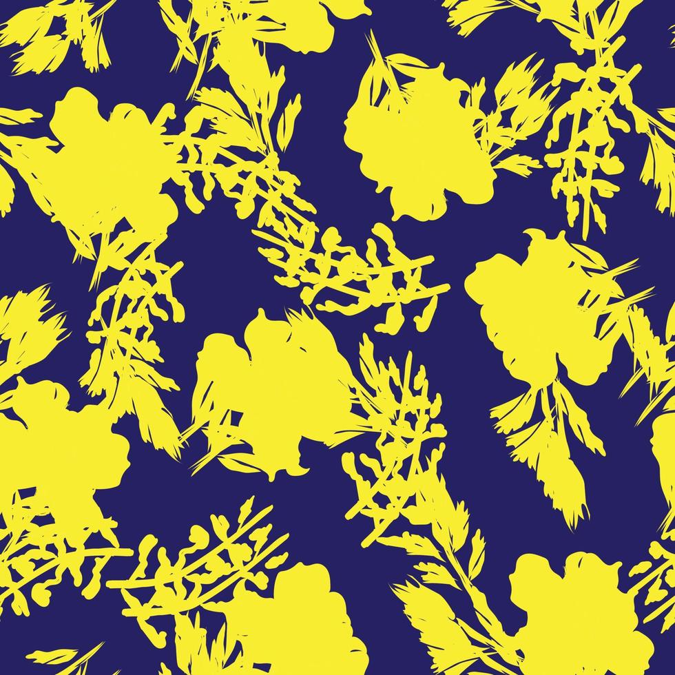 FloralYellow  Brush strokes Seamless Pattern Design vector