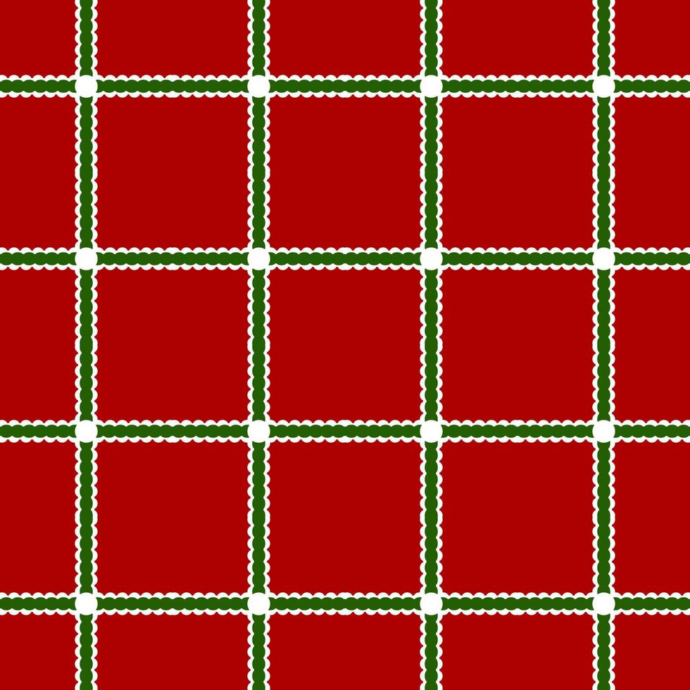 Christmas concept background, green and white grid on red background. Seamless pattern for decoration decoration vector