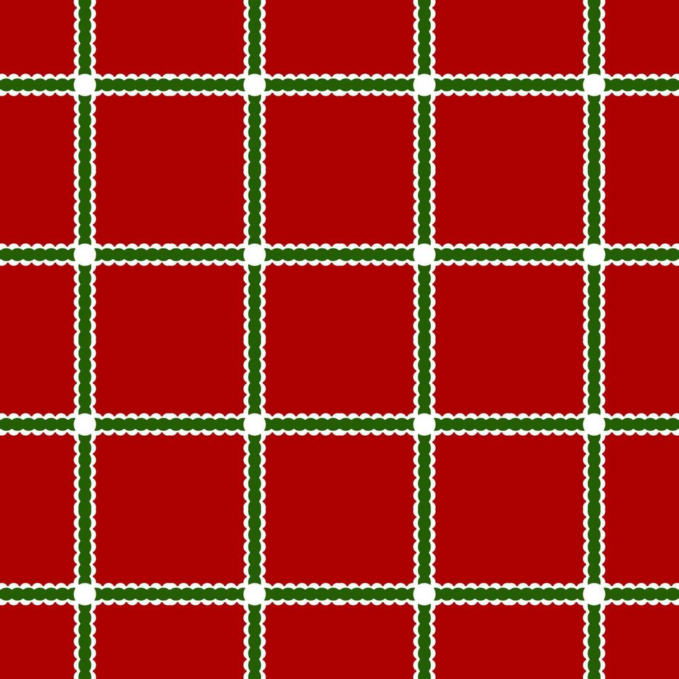 Christmas concept background, green and white grid on red background. Seamless pattern for decoration decoration vector