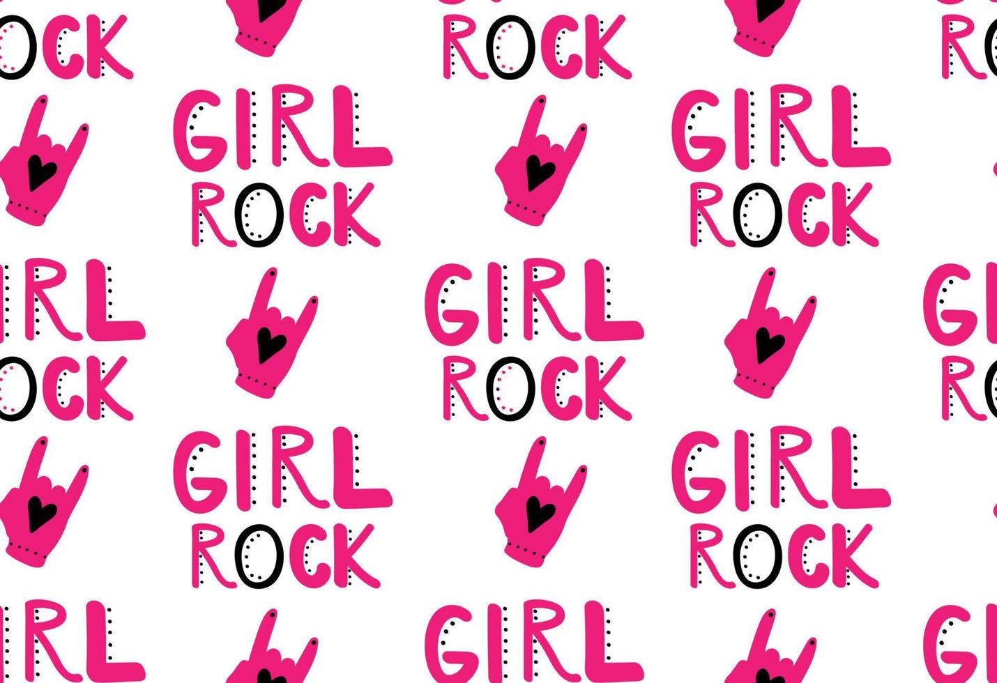 Girl rock on. Seamless patten on the white background. vector