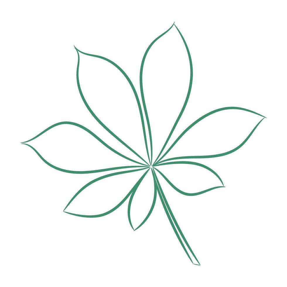 Chestnut leaf sketch, flat vector, isolate on white vector