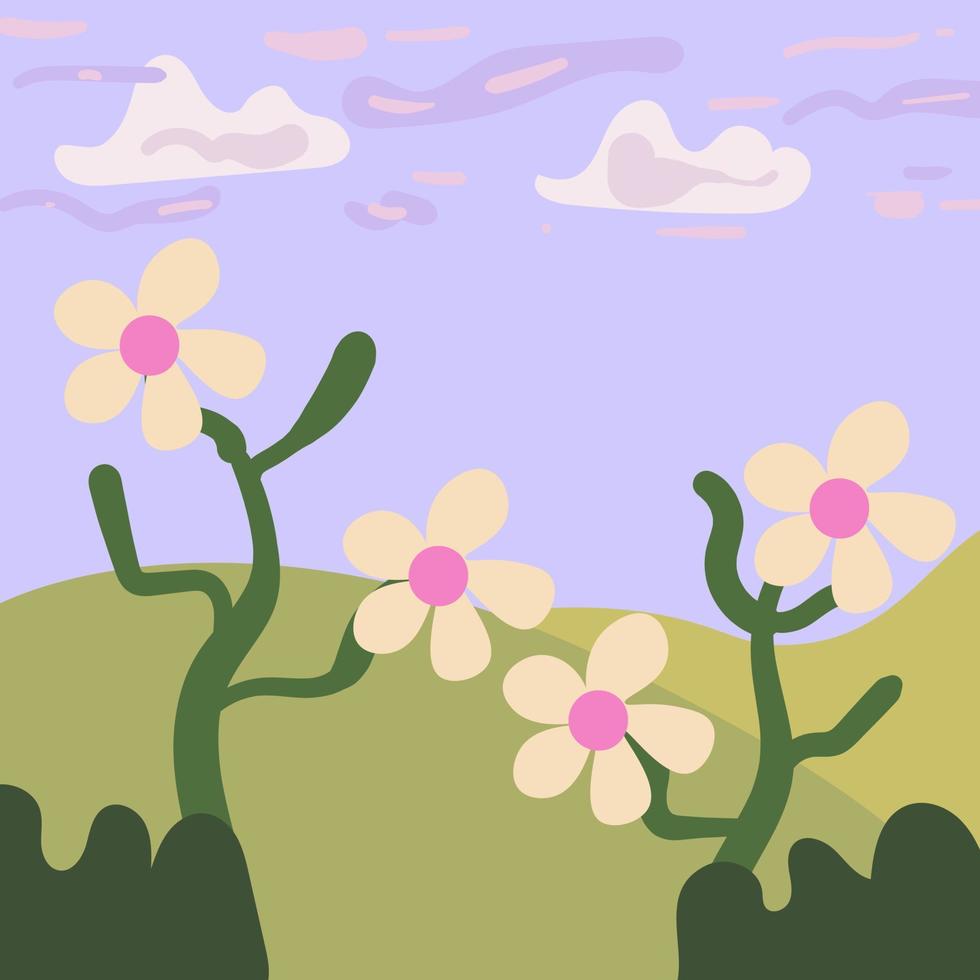 Illustration of Nature Flower and Plant Landscape Illustration vector