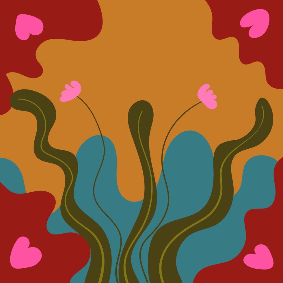 fondo abstracto floral de arbusto dibujado a mano. ilustración de verano vector