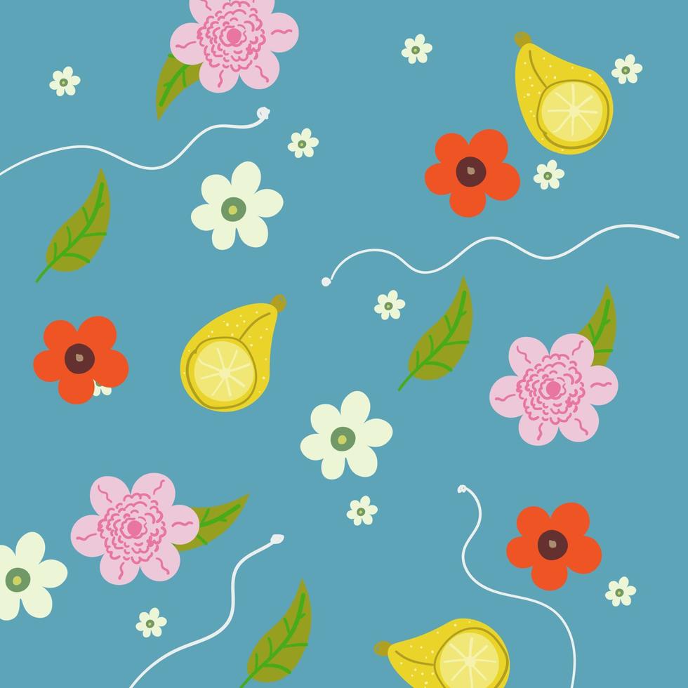 Hand Drawn Nature Flower Background. Summer Illustration vector