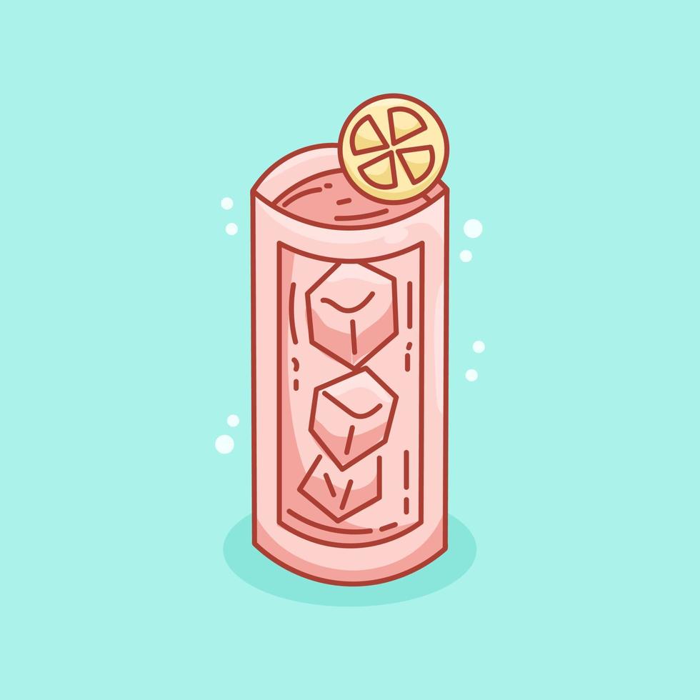 Doodle Illustration of A Glass of Ice Lemon Tea vector