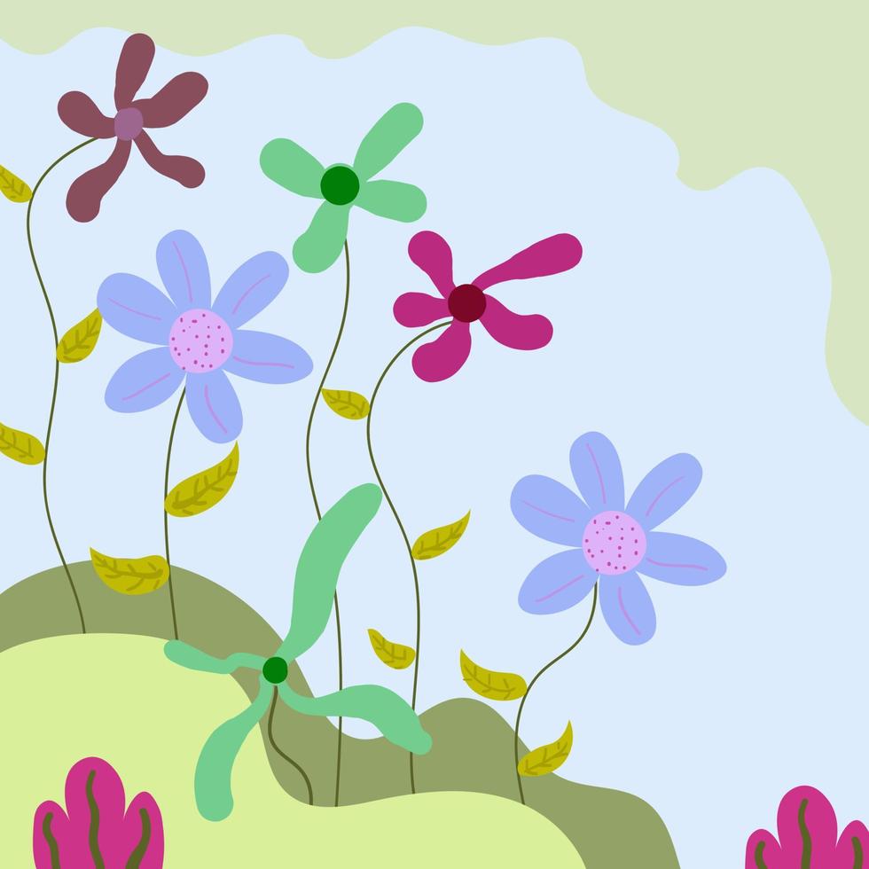 fondo de flor de naturaleza dibujada a mano. ilustración de verano vector