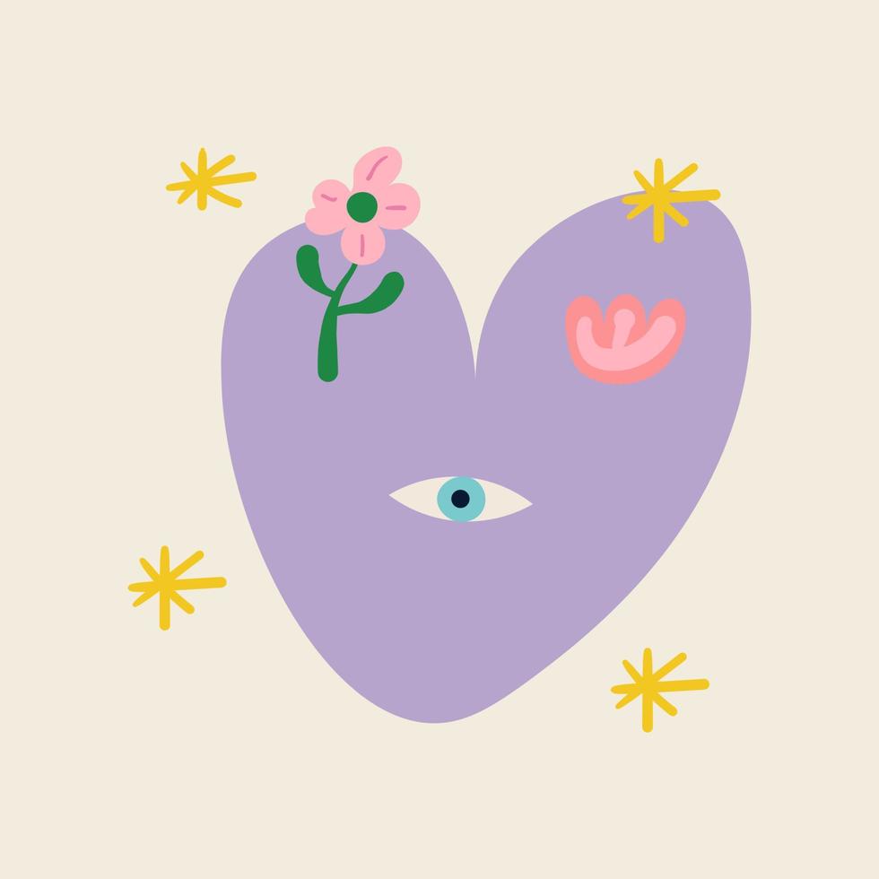 ilustración de corazón y ojos de diseño plano vector