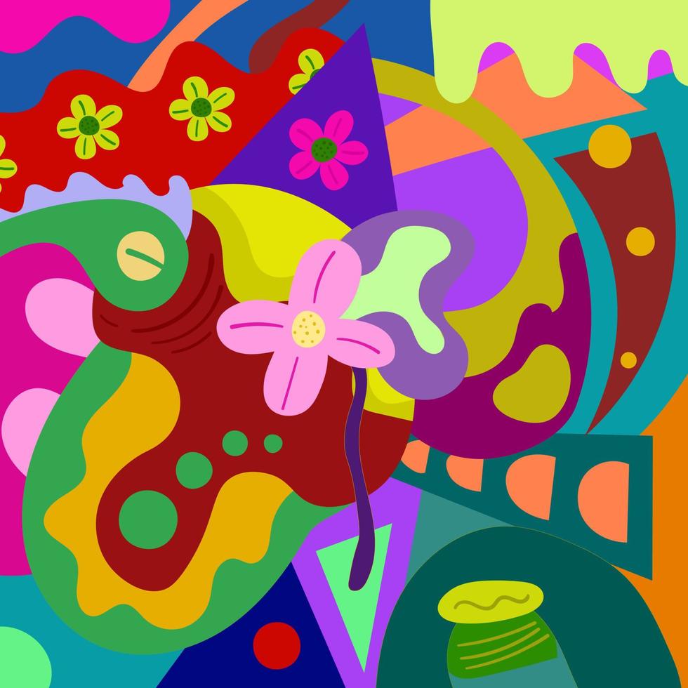 Colorful Hand Drawn Abstract Doodle Illustration vector