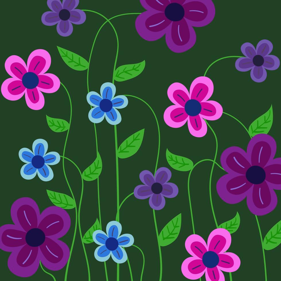 Hand Drawn Nature Flower Background. Summer Illustration vector