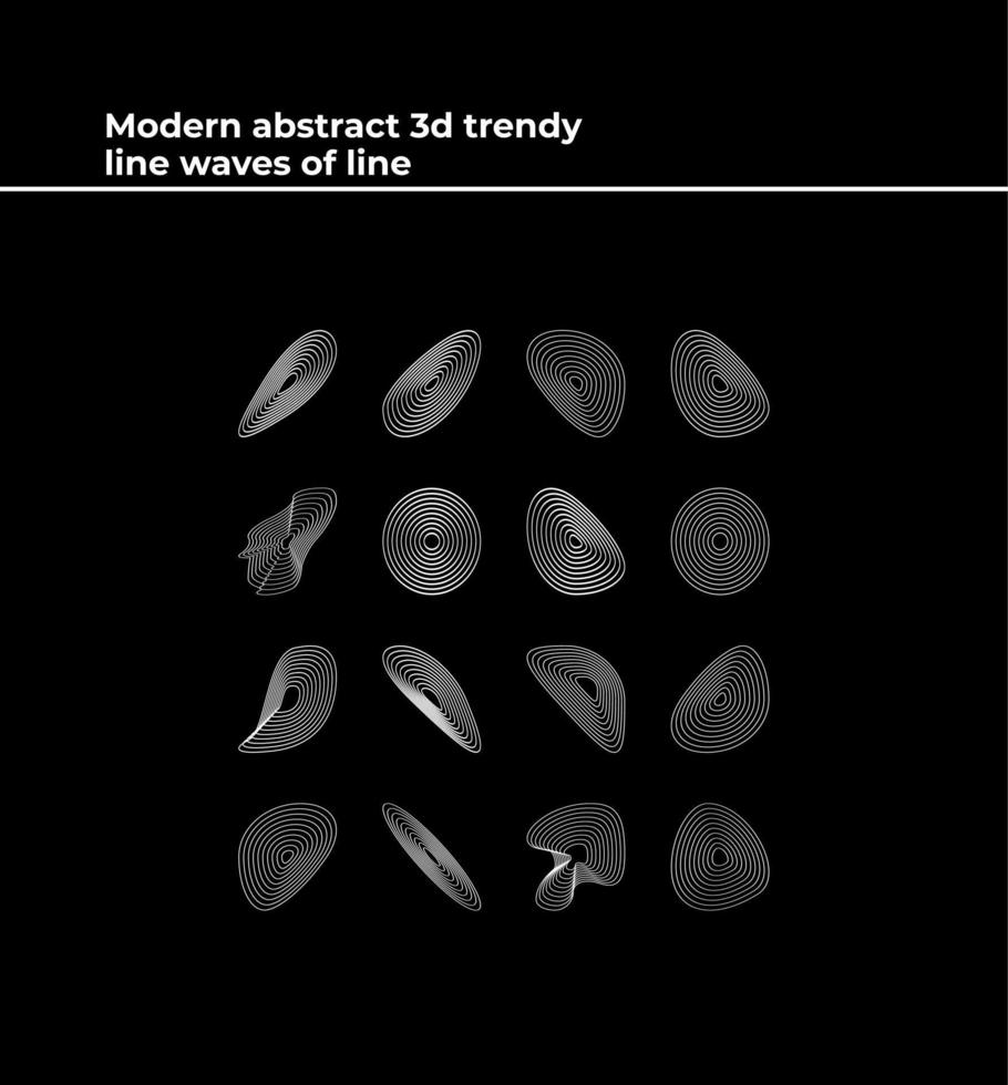 Modern abstract 3d trendy line waves of line vector