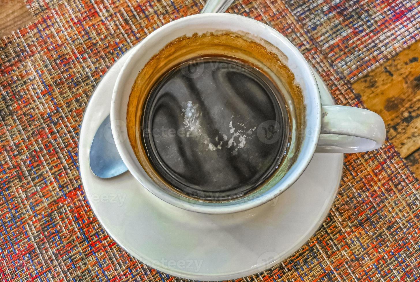 Glass cup of americano black coffee restaurant Mexico. photo