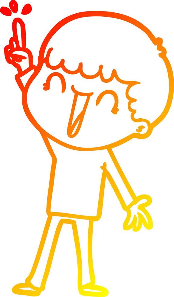 warm gradient line drawing cartoon man with great idea vector