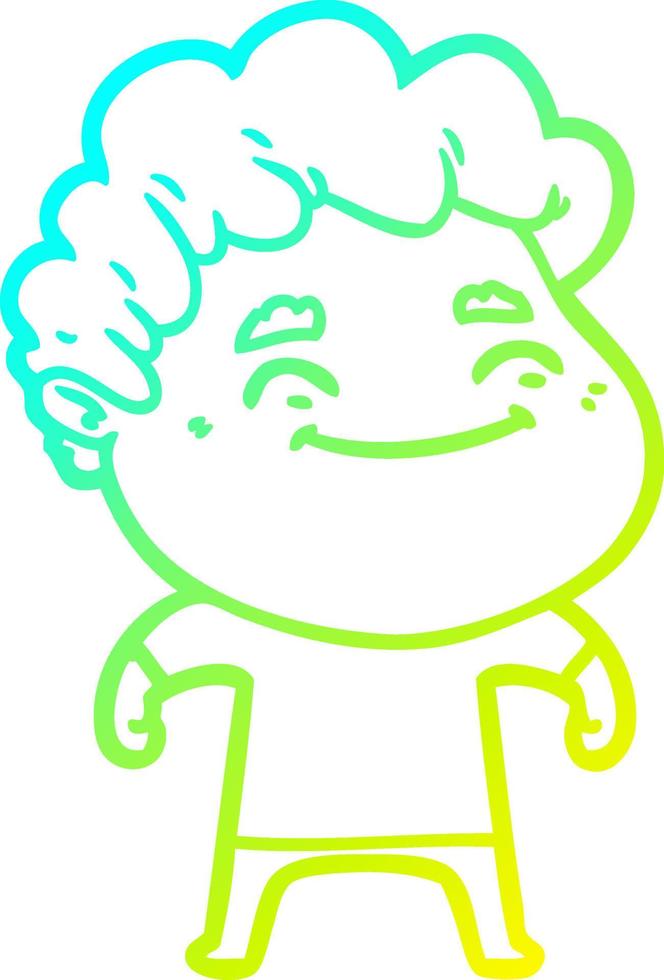 cold gradient line drawing cartoon friendly man vector