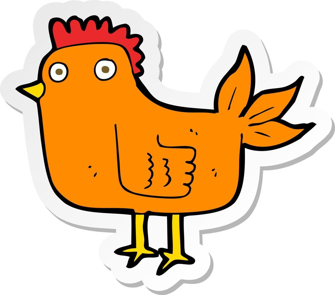 sticker of a cartoon hen vector