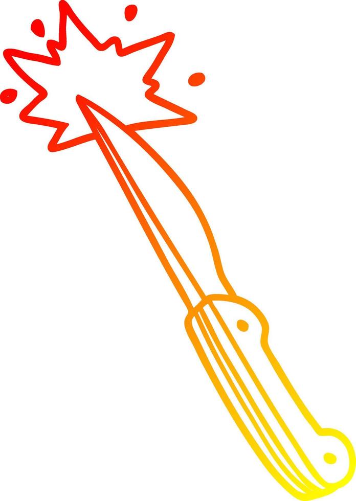 warm gradient line drawing cartoon sharp kitchen knife vector