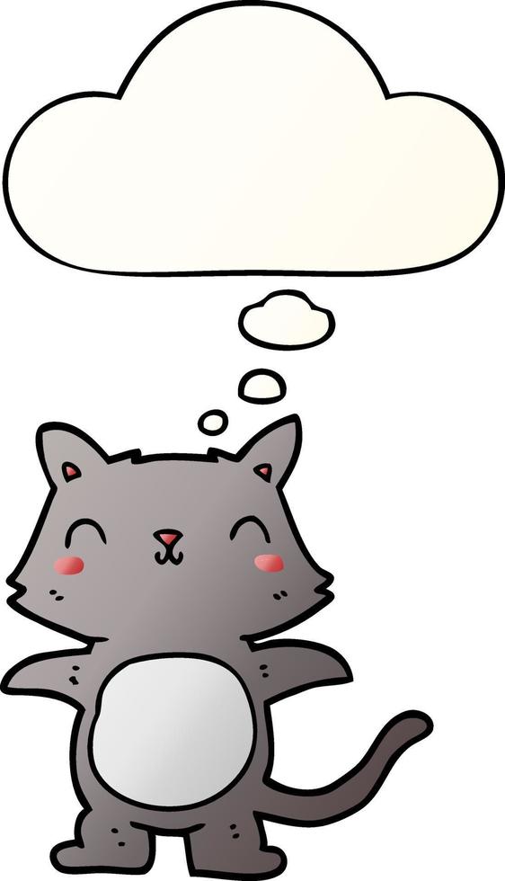 cartoon cat and thought bubble in smooth gradient style vector