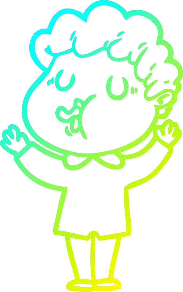 cold gradient line drawing cartoon man singing vector
