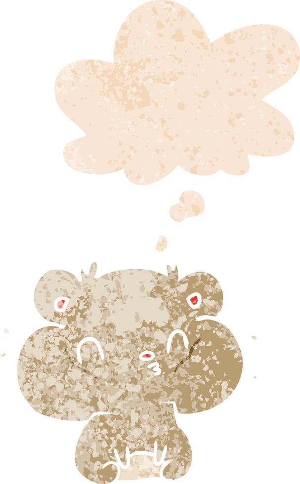 cartoon hamster and thought bubble in retro textured style vector