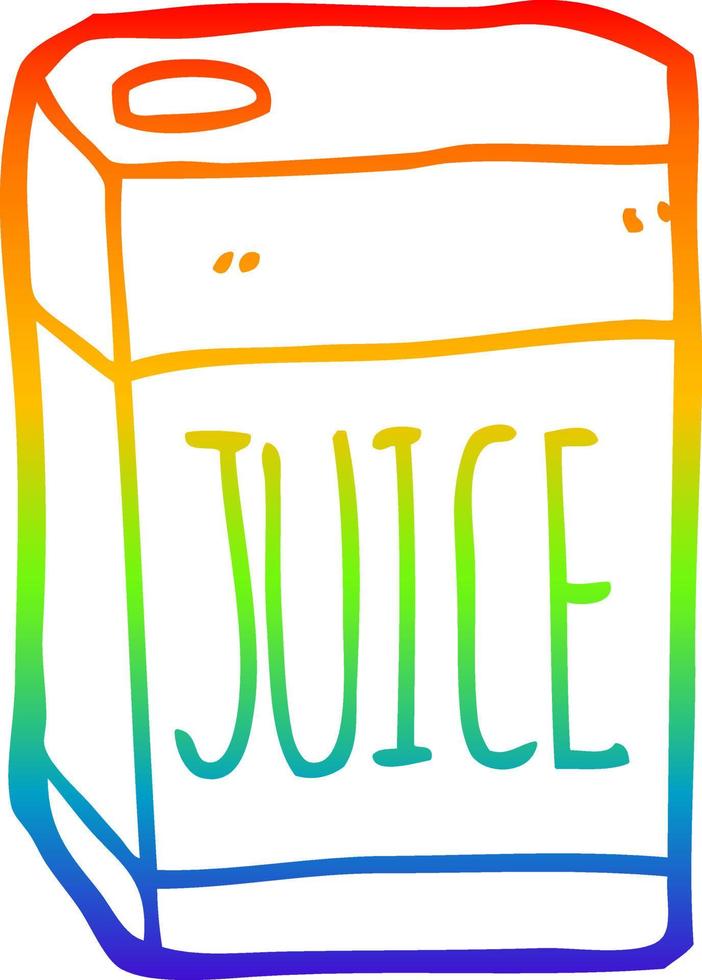 caja de jugo de dibujos animados de dibujo de línea de degradado de arco iris vector