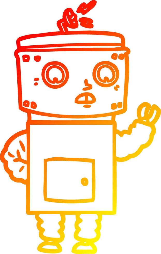 warm gradient line drawing cartoon robot vector