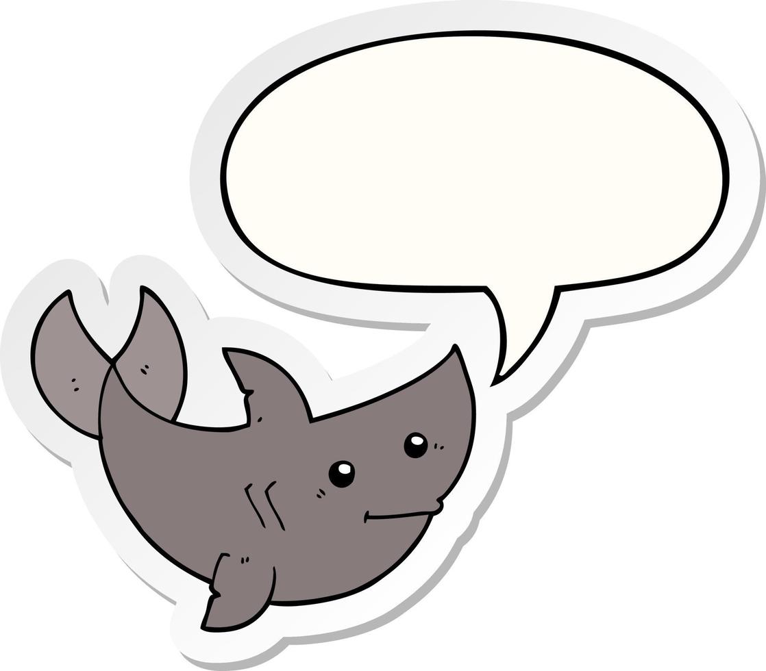 cartoon shark and speech bubble sticker vector