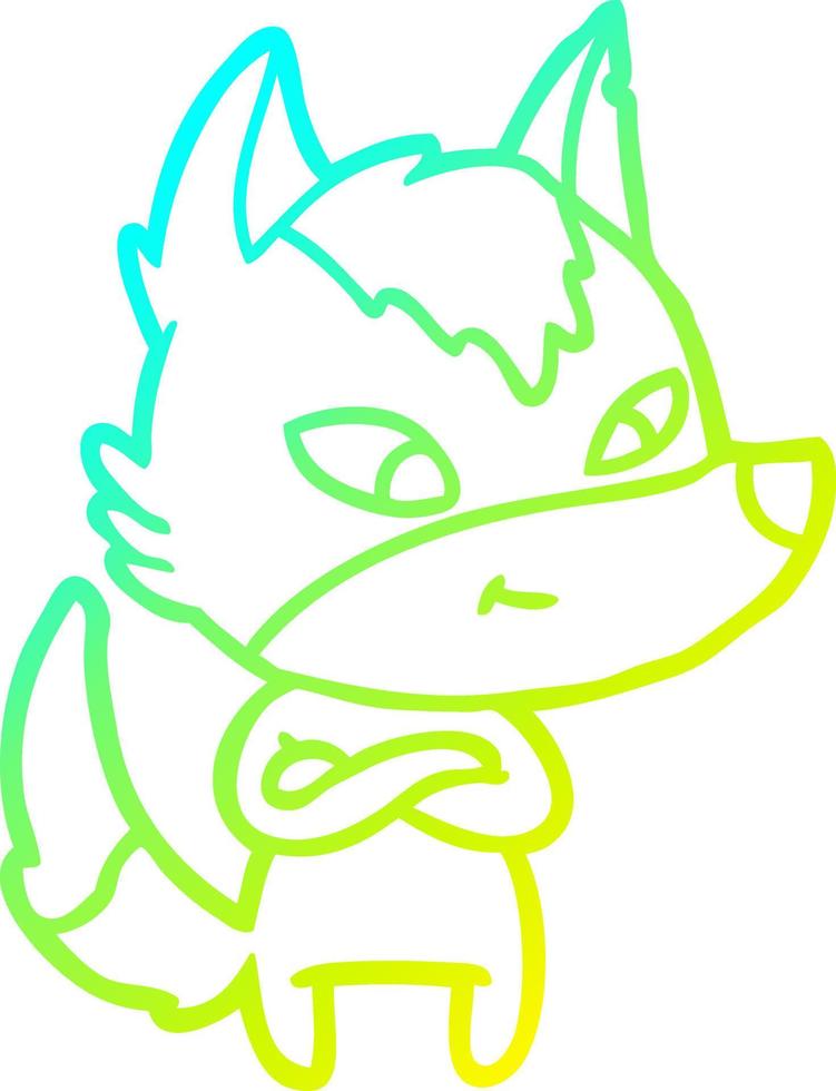 cold gradient line drawing friendly cartoon wolf vector