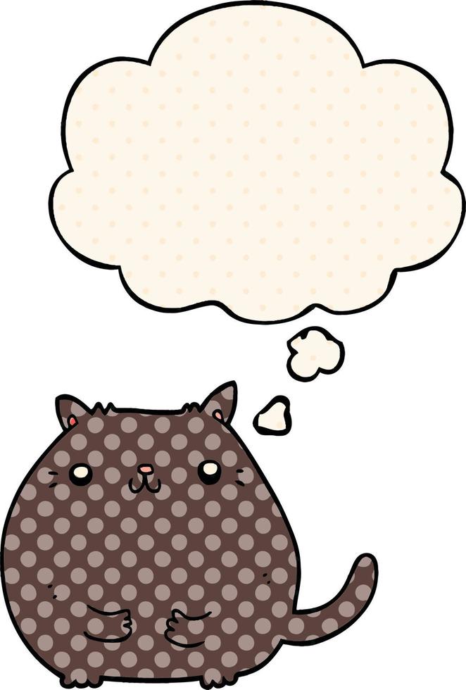 cartoon cat and thought bubble in comic book style vector