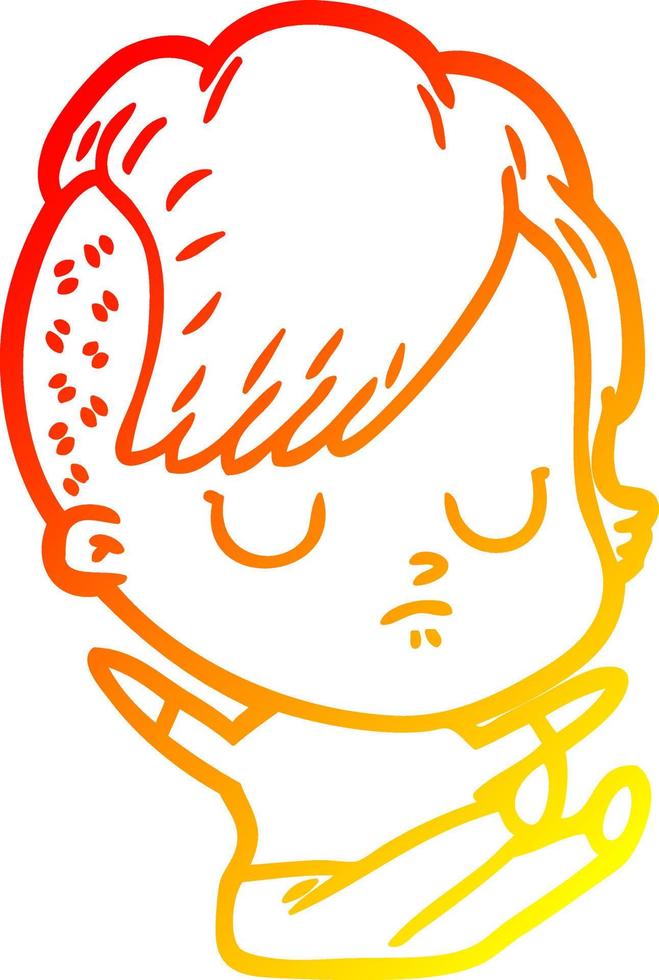 warm gradient line drawing cartoon woman vector