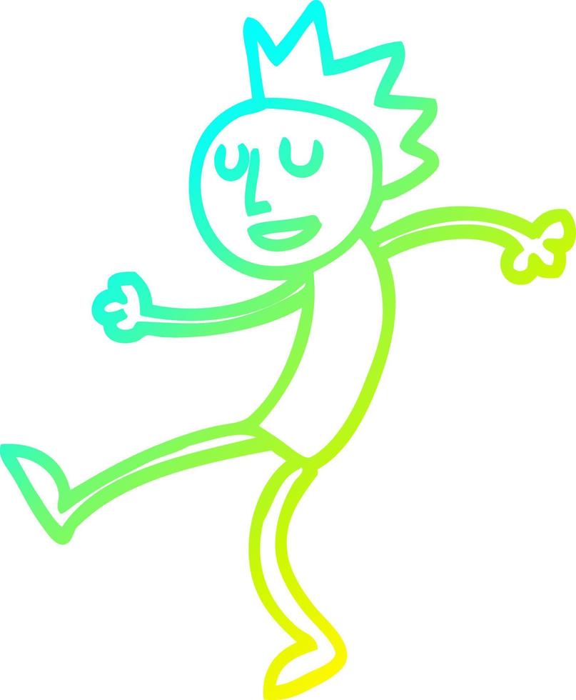 cold gradient line drawing cartoon dancing man vector