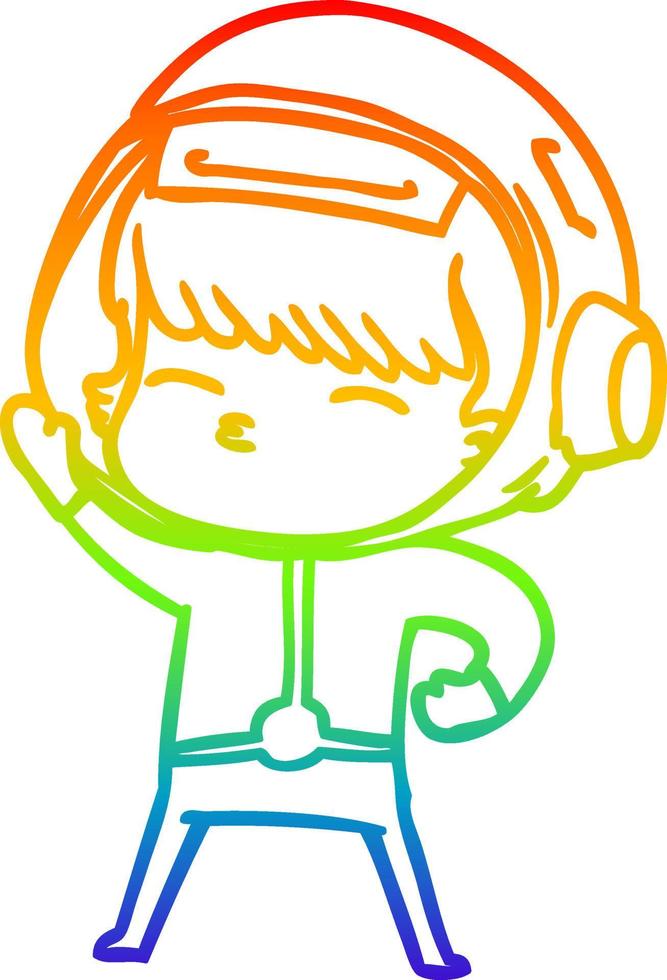 rainbow gradient line drawing cartoon astronaut vector