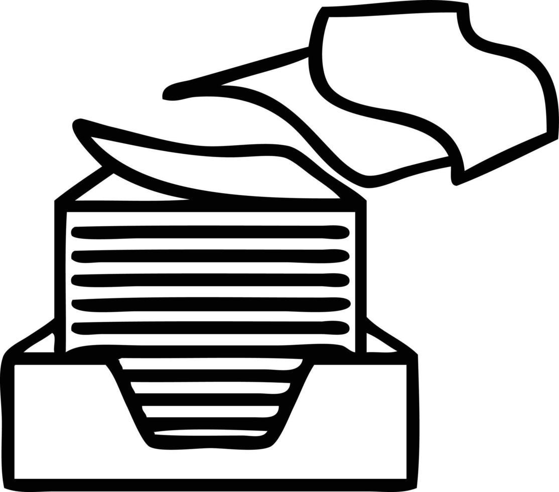 line drawing cartoon stack of office papers vector