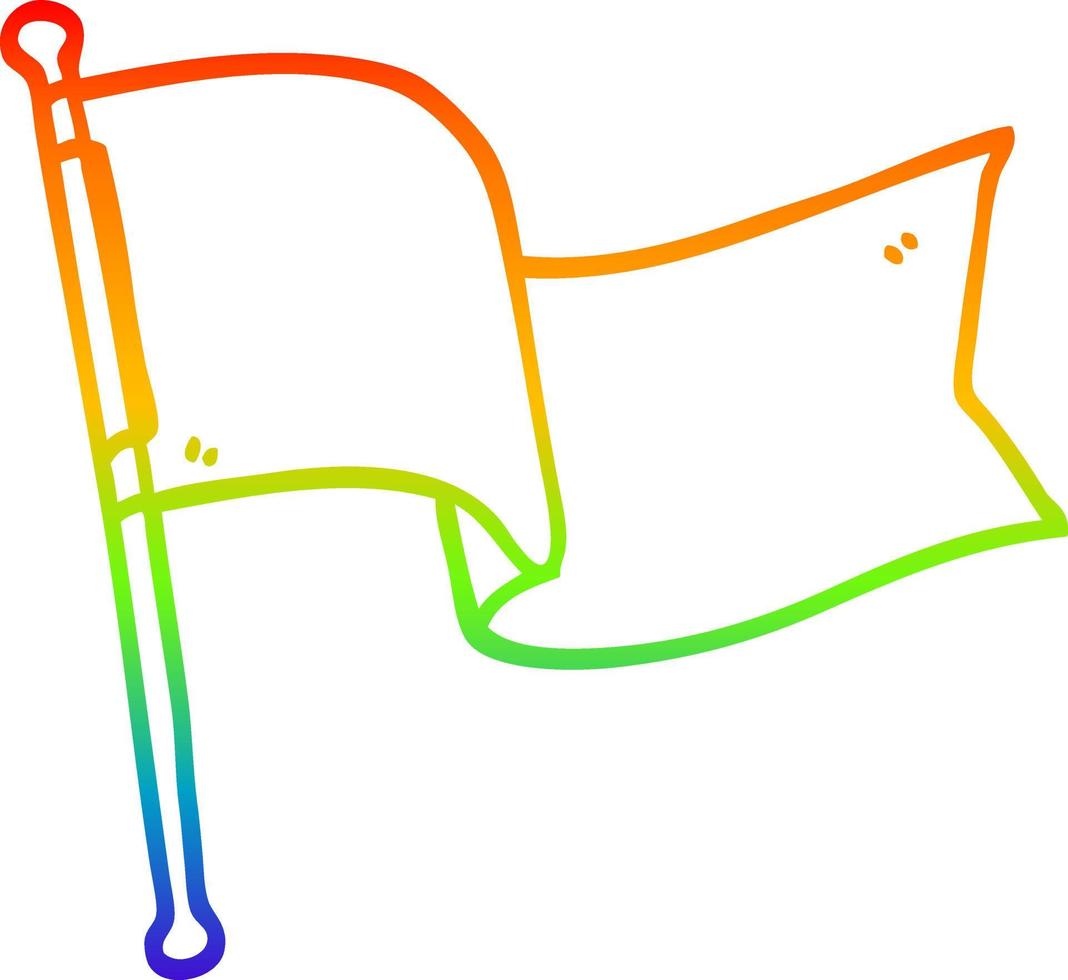 rainbow gradient line drawing cartoon white flag waving vector