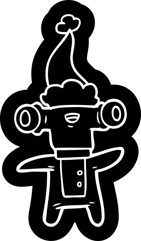 friendly cartoon icon of a alien wearing santa hat vector