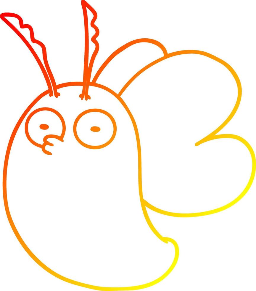 warm gradient line drawing funny cartoon butterfly vector