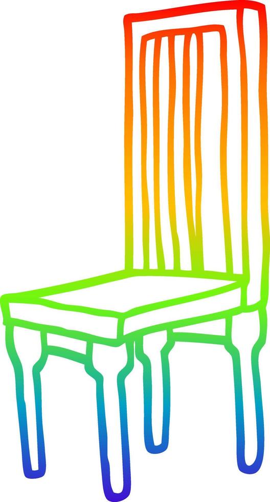 arco iris gradiente línea dibujo dibujos animados silla de madera vector